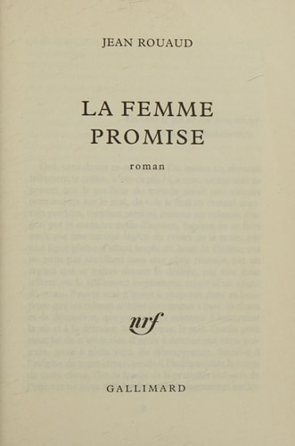 LA FEMME PROMISE, de Rouaud | portada del libro