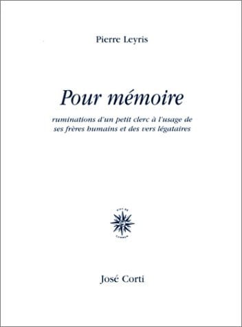 POUR MEMOIRE, de LEYRIS PIERRE | portada del libro