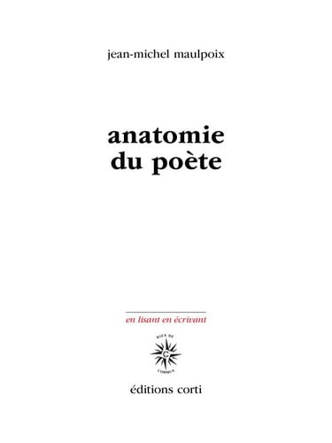 ANATOMIE DU POETE, de MAULPOIX JEAN-M | portada del libro