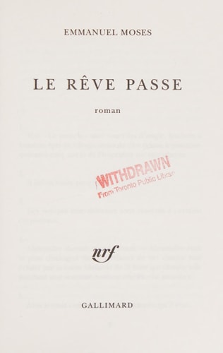 LE REVE PASSE, de Moses | portada del libro