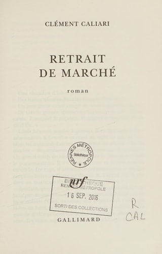 RETRAIT DE MARCHE, de Clément Caliari | portada del libro