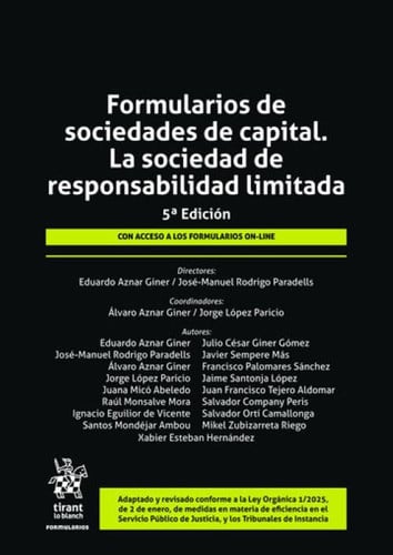 FORMULARIOS DE SOCIEDADES DE CAPITAL SOCIEDAD RESPONS 5ª ED, de AZNAR GINER | portada del libro