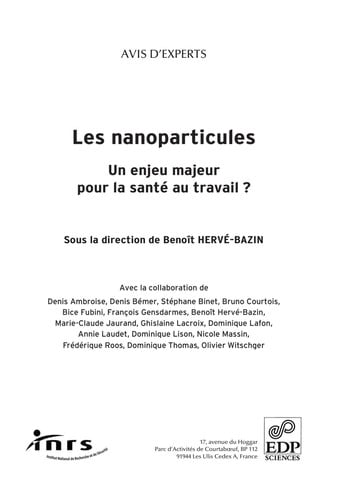 NANOPARTICULES LES, de BENOIT HERVE-BA | portada del libro
