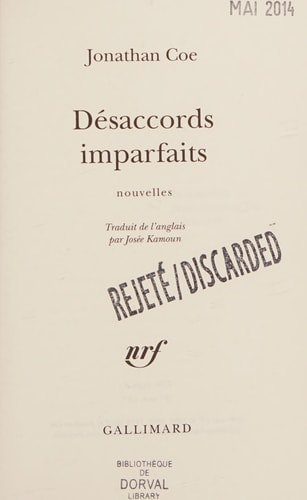DESACCORDS IMPARFAITS, de Jonathan Coe | portada del libro