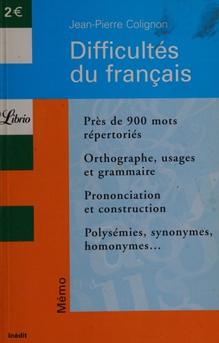 IFFICULTES DU FRANCAIS, de Jean-Pierre Colignon | portada del libro