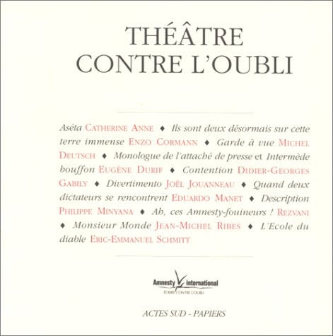 THEATRE CONTRE L'OUBLI, de Amnesty international | portada del libro