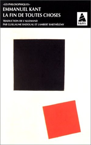 LA FIN DE TOUTES CHOSES, de Immanuel Kant | portada del libro