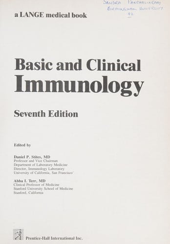 BASIC CLINICAL IMMUNOLOGY, de STITES | portada del libro