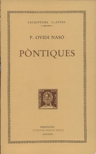 Pòntiques, vol. I, de Ovidi | portada del libro