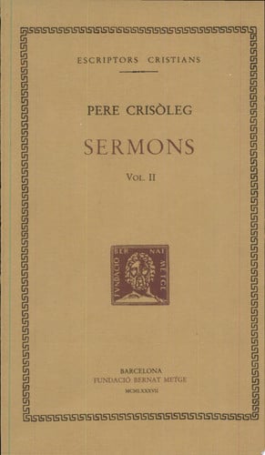 Sermons, vol. II: XXVIII-LXII bis, de Pere Crisòleg | portada del libro
