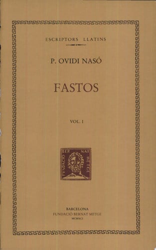 Fastos, vol. I: llibres I-III, de Ovidi | portada del libro