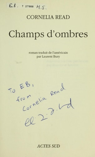 CHAMPS D'OMBRES, de Cornelia Read | portada del libro