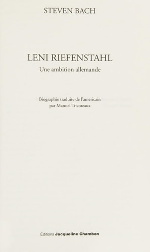LENI RIEFENSTAHL, de Steven Bach | portada del libro