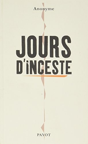 JOURS DINCESTE, de Anonyme | portada del libro