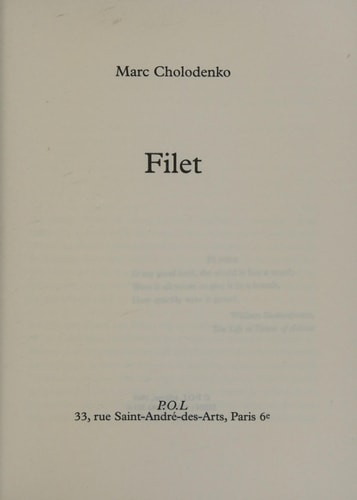 FILET, de Cholodenko | portada del libro