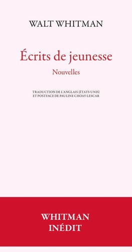 ECRITS DE JEUNESSE, de Walt Whitman | portada del libro