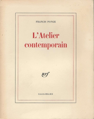 L'ATELIER CONTEMPORAIN, de PONGE | portada del libro