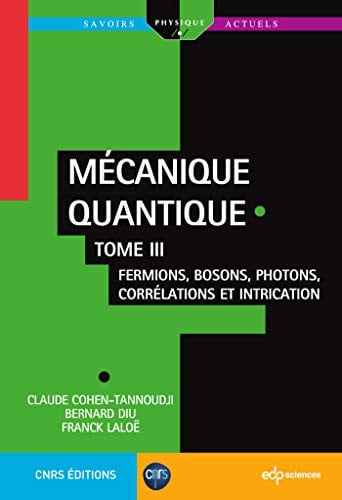 MECANIQUE QUANTIQUE TOME III, de DIU BERNARD | portada del libro