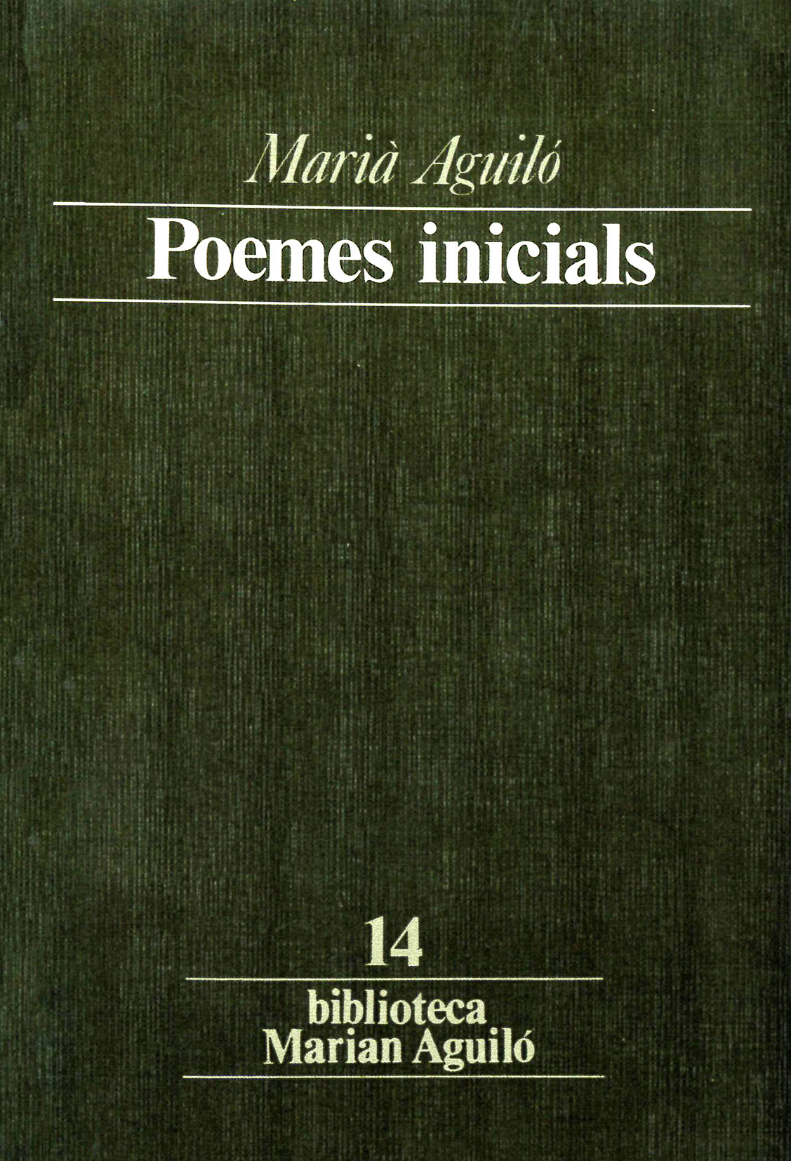 Poemes inicials, de Aguiló | portada del libro