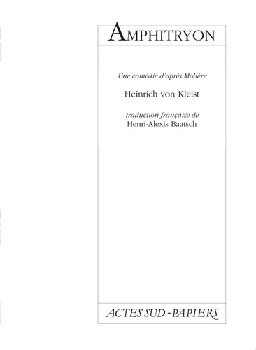 AMPHITRYON, de Kleist | portada del libro