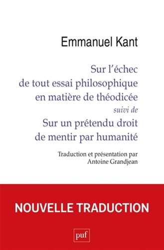 UR L'ECHEC DE TOUT ESSAI PHILOSOPHIQUE, de Emmanuel Kant | portada del libro
