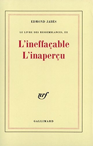 L'INEFFACABLE L'INAPERCU, de Jabès | portada del libro