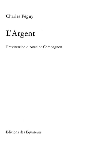L'ARGENT, de Charles Péguy | portada del libro