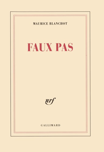 FAUX PAS, de Blanchot | portada del libro