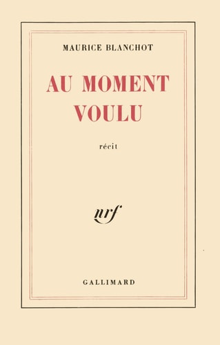 AU MOMENT VOULU, de Blanchot | portada del libro