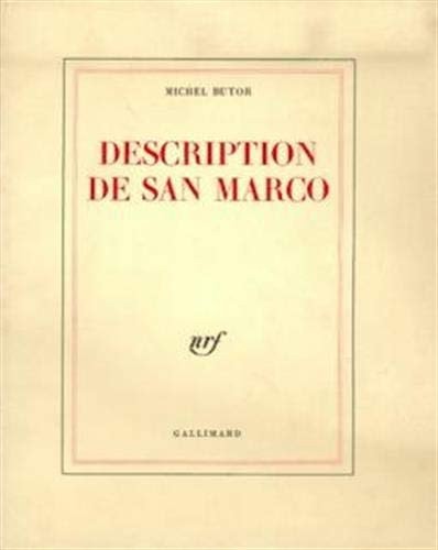 DESCRIPTION DE SAN MARCO, de Michel Butor | portada del libro