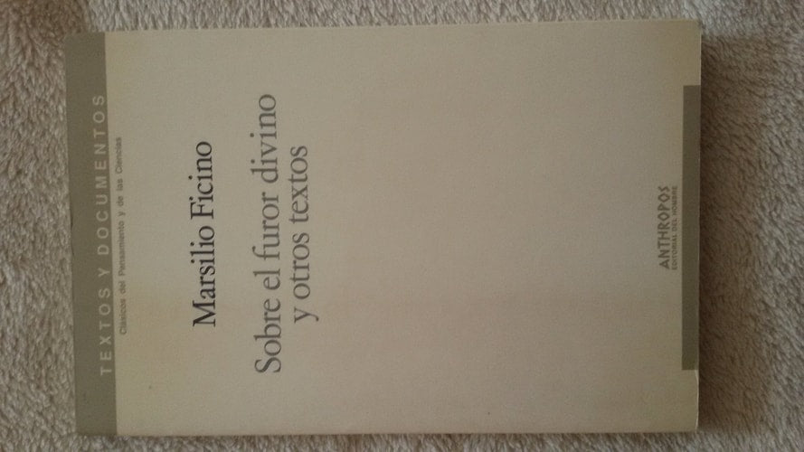 SOBRE EL FUROR DIVINO, de Marsilio Ficino | portada del libro