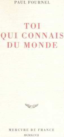TOI QUI CONNAIS DU MONDE, de Paul Fournel | portada del libro