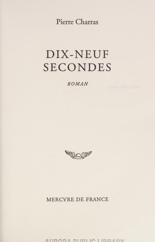 DIX-NEUF SECONDES, de Charras | portada del libro