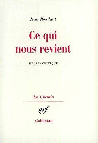 CE QUI NOUS REVIENT, de Roudaut | portada del libro