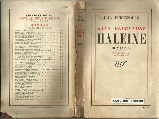 SANS REPRENDRE HALEINE, de EHRENBOURG | portada del libro