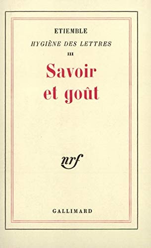 SAVOIR ET GOUT, de René Etiemble | portada del libro