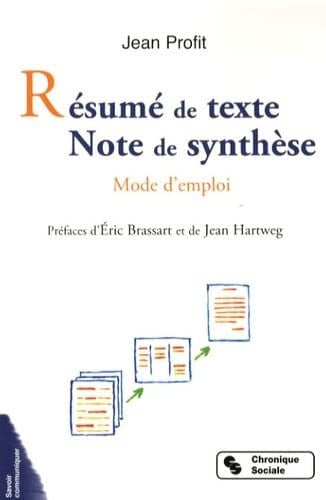 RESUME DE TEXTE NOTE DE SYNTHESE, de PROFIT JEAN | portada del libro