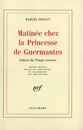 MATINEE CHEZ LA PRINCESSE DE GUERMANTES, de Marcel Proust | portada del libro