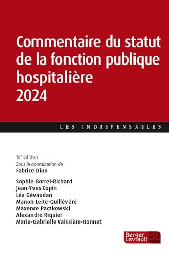 COMMENTAIRE DU STATUT DE LA FONCTION PUBLIQUE HOSPITALIERE 1, de DION FABRICE | portada del libro