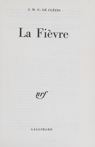 LA FIEVRE, de Jean-Marie Gustave Le Clézio | portada del libro