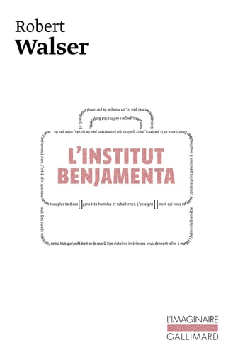 L'INSTITUT BENJAMENTA, de Robert Walser | portada del libro