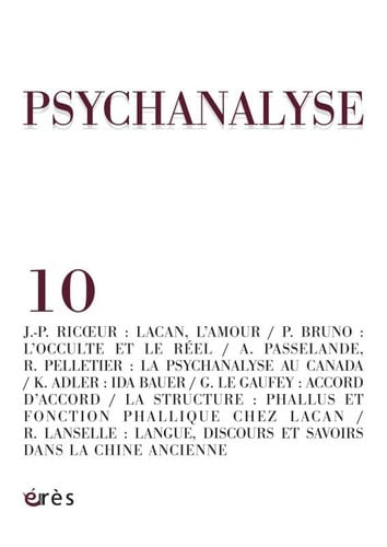 PSYCHANALYSE 10 L'AMOUR L'OCCULTE ET LE PHALLUS SUITE, de COLLECTIF | portada del libro