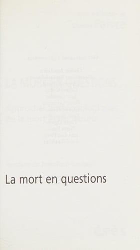 LA MORT EN QUESTIONS, de FAIVRE DANIEL | portada del libro