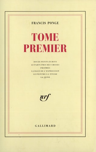 TOME PREMIER, de Francis Ponge | portada del libro