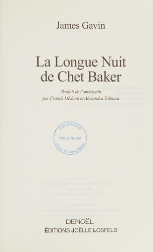 LA LONGUE NUIT DE CHET BAKER, de James Gavin | portada del libro