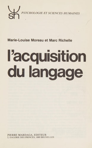 ACQUISITION DU LANGAGE 108, de Marie-Louise Moreau | portada del libro