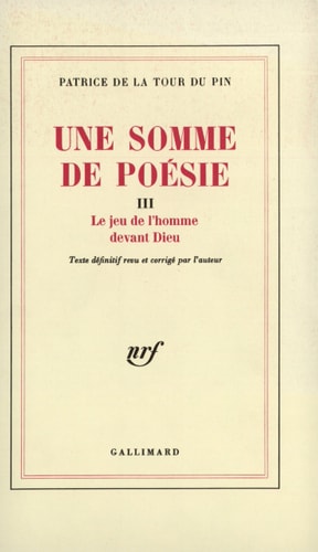 UNE SOMME DE POESIE T3, de Patrice de La Tour Du Pin | portada del libro