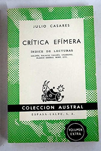 CRíTICA EFíMERA., de CASARES | portada del libro
