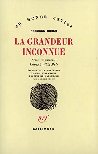 LA GRANDEUR INCONNUE, de Hermann Broch | portada del libro