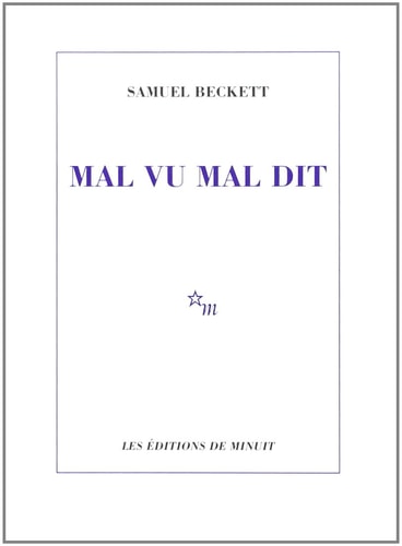 MAL VU MAL DIT, de Beckett | portada del libro